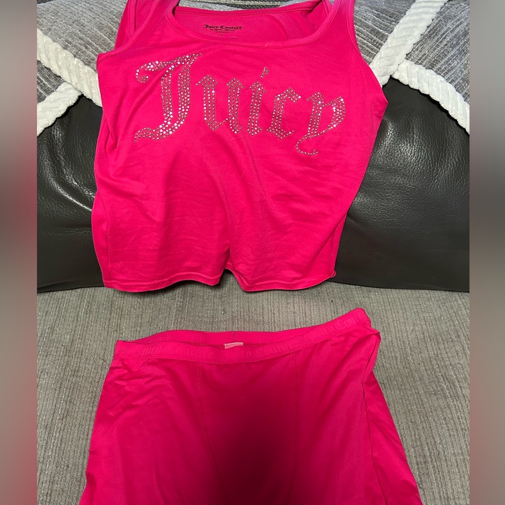Juicy Couture Vibrant Pink Rhinestone PJ Set.